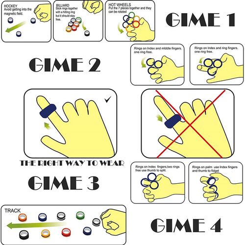 3pcs Finger Magnetic Rings Colorful Fidget Toy Set Adult Mag