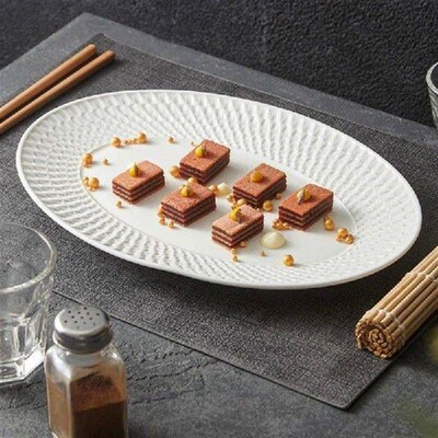 Ceramic Fish Plate Household Steamed Fish Plate Oval Plate
