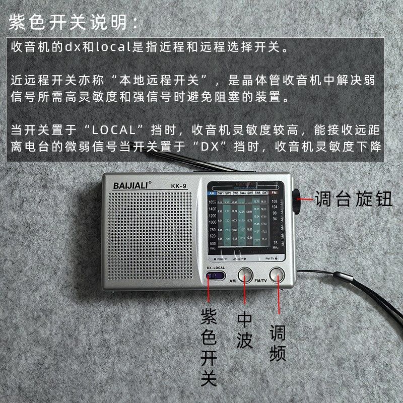 干电池收音机多波段广播电台接收高灵敏度调频fm中短波老年人怀旧