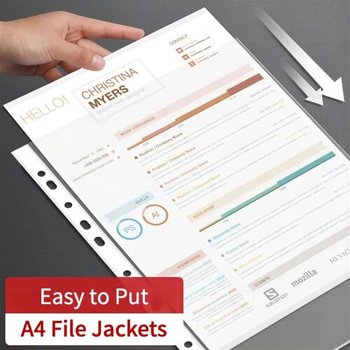 100pcs 11 Hole A4 File Pockets Ring Binder File Folder Jacke