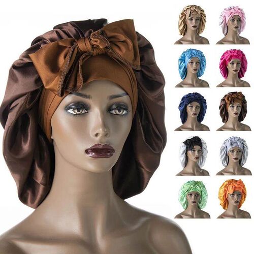 Coffee Black White Wine Navy Pink Large Satin Bonnet Silk Ni