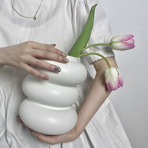 Behanmei Special-shaped Ceramic Vase Hydroponic White Home M