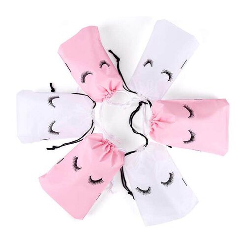 20Pcs Reusable Eyelash Extension Cosmetic Bag Plastic Drawst