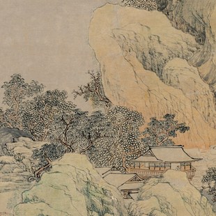 古代书法山水写意国画唐伯虎明唐寅诗意图复制品真迹微喷书房装饰