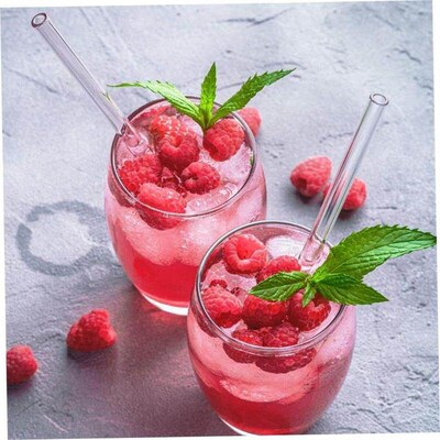20cm Glass Smoothie Straw, Reusable Clear Drinking Straws fo