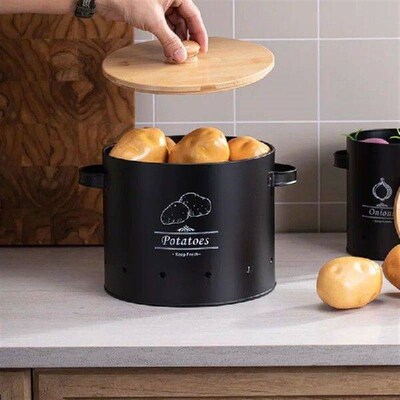 3pcs Garlic Onion Potato Container Metal Storage Box Fruit