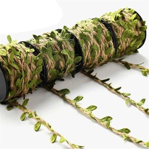 DIY Jute Rope Artificial Leaves Rope Green Leaves 10M Hemp