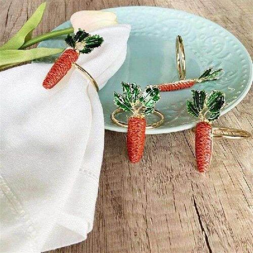 6 Pcs Easter Napkin Rings,Table Inlaid Carrot Napkin