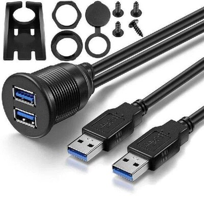 Dual USB 3.0 Male To USB 3.0 Female Extension Cable with