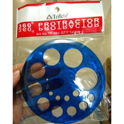 1 Pcs Stationery 360 Degree Round Ruler Transparent Circle O