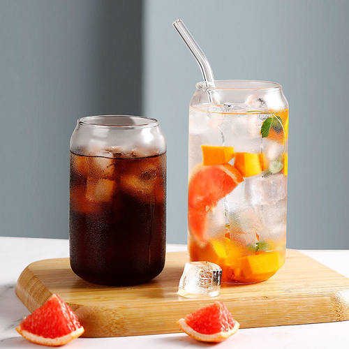 360/500ml Glass Cup Reusable Straw Coke Cup Transparent Wate