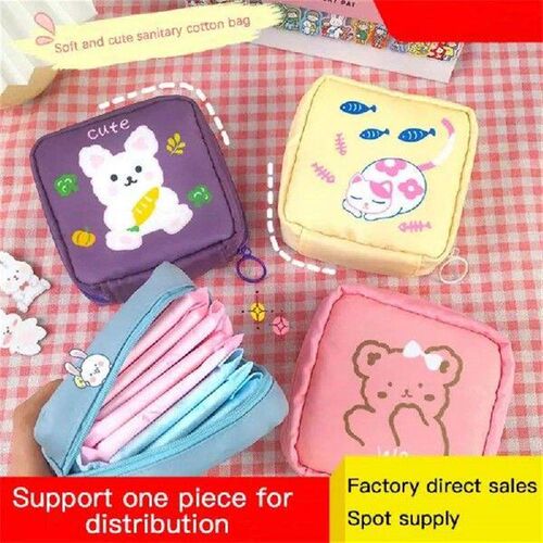 Women Kawaii Storage Bag Mini Cosmetic Bag Sanitary Napkins