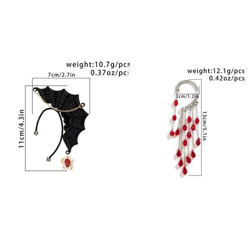 1PC Goth Red Bead Crystal Ear Cuff Earring for Women rendy V