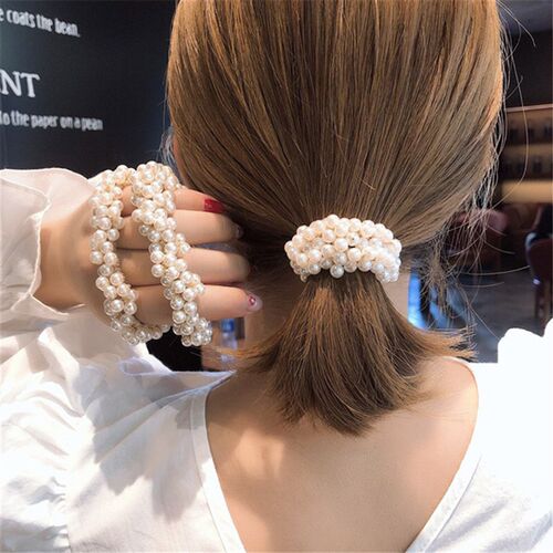 6 Colors Woman Elegant Pearl Hair Ties Beads Girls Scrunchie