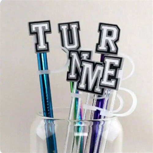 1-26PCS letter Straw Cover Cap 10MM Silicone Straw Toppe