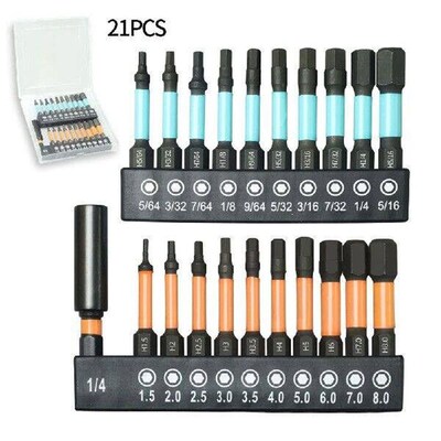 21Pcs Impact Driver Bits Multi-Function Magnetic Hex