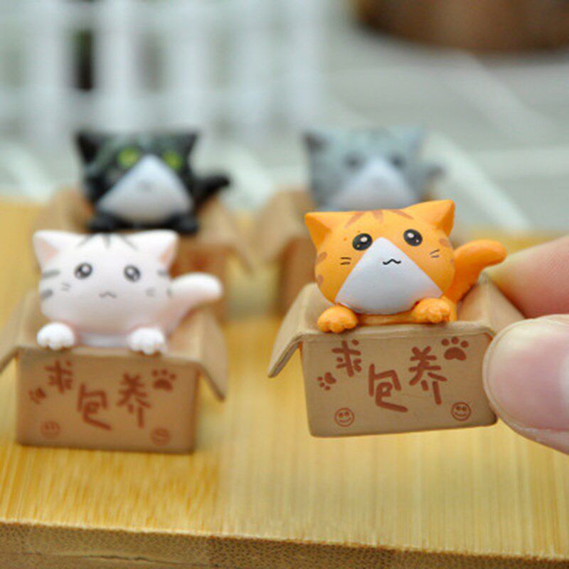 Kawaii Mini Cat Ornament Garden kitten statue Gift For Kids图片
