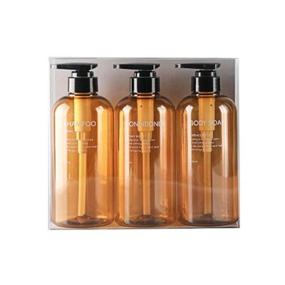 3Pcs 500ml Empty Bottle Set Shampoo Shower Gel Hair Conditio