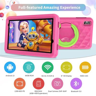 Kids Tablet 8 Inch, Android 13 Quad Core, 8GB(4+4expand)RAM+