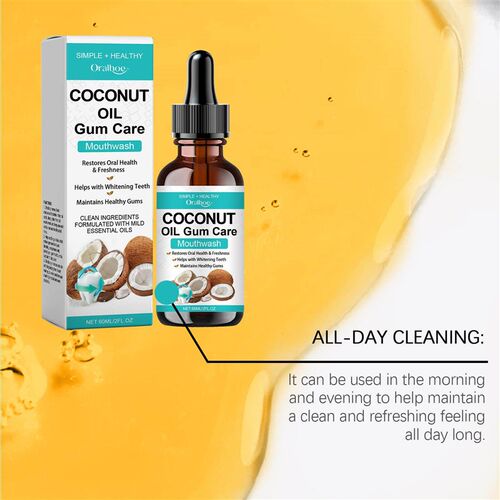ORALHOE Coconut Oil Mouthwash Herbal Fresh Breath Stain Remo