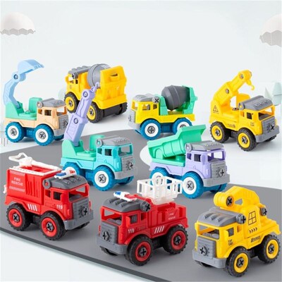 4pcs Kids DIY Construction Toys Engineering Car Fire Truck S