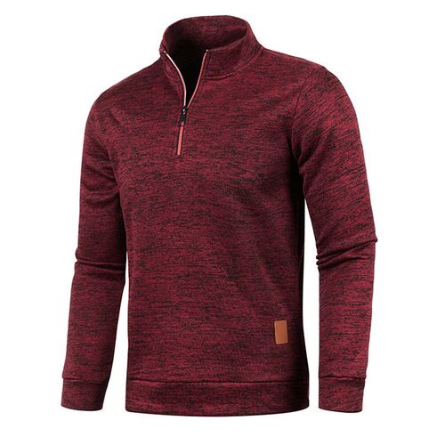 Mens Neckline Zipper Sweater Sleeve Thin Velvet Fashion Top