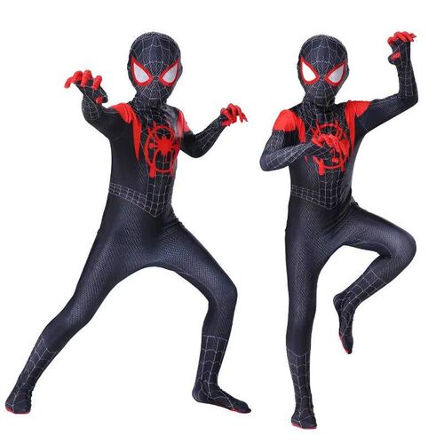 Boy Girl Spiderman Cotume Superhero Jumpuit Mile Morale Spid