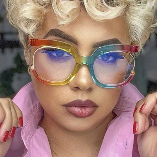 2023 Ins Rainbow Frame Fashion Retro Round Anti Blue Light W