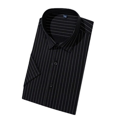 White Striped Shirt Mens Short-sleeved Summer Casual Bamboo
