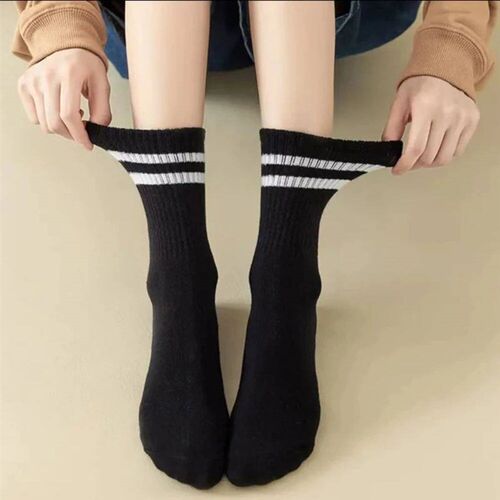 3/6 Pair  Women Mid-Tube Sock Solid Colour Autumn Winter Bre