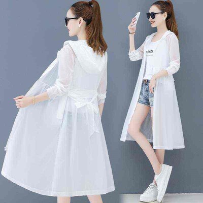 Summer New Casual Sun Protection Clothing Womens Mid-length