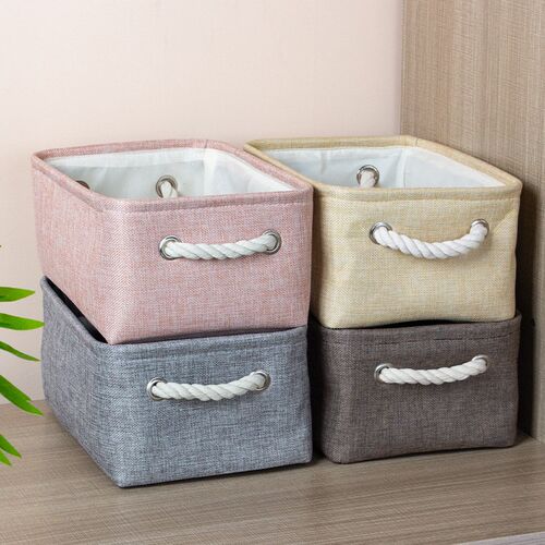 Cotton Linen Folding Storage Baskets kids toys organizer Clo
