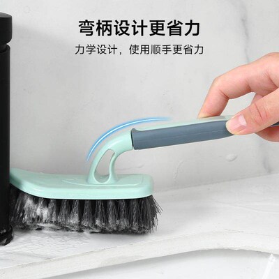 Stiff-bristled long-handle brush for cleaning floors, bathro