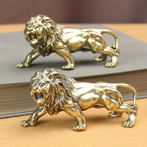 Handmade Brass Lion Statue Home Decor Animal Figurines for