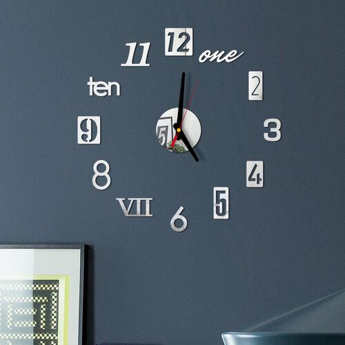Modern Design Diy Wall Clock 3d Mirror Surface Sticker Home