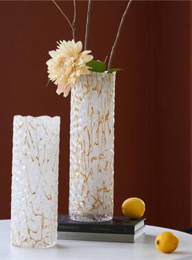 轻高级黑直筒圆柱玻璃花瓶茶饰几BX69-24-餐桌台面酒店样板金房奢