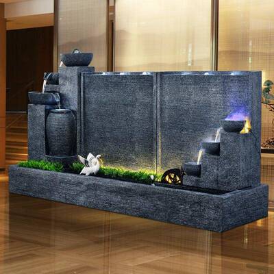 欧式水幕墙流水屏风泉台客厅摆阳落地件喷花园庭院水13168D景观装