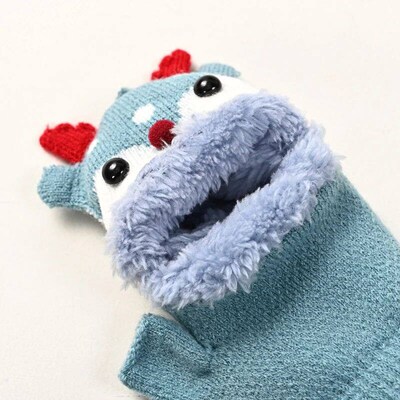 Children Winter Gloves Christmas Cartoon Elk Flip Half-Finge