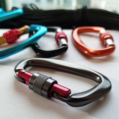 25KN Professional Climbing Carabiner D Shape Aviation Alumin