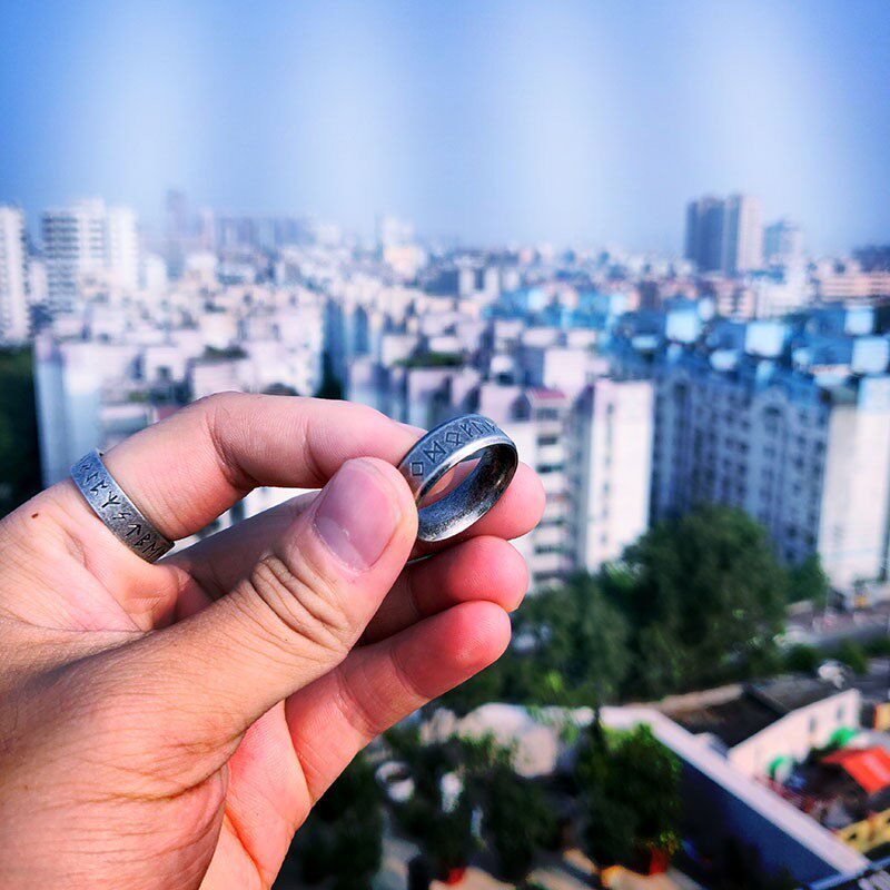 Beier Stainless steel Odin Norse Viking Amulet Rune MEN Ring - 实物图
