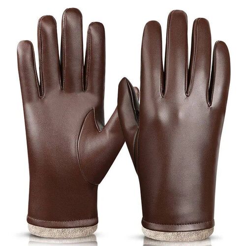 Winter Thermal PU Leather Gloves for Men Windproof Warm Touc