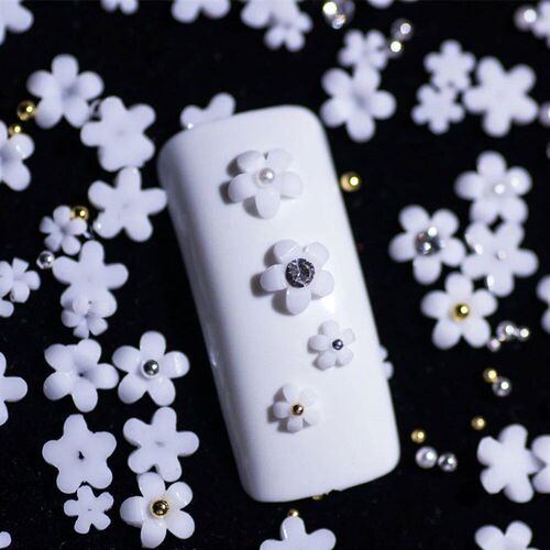 Hot Selling 6 Grids Macaron 3D Resin Five-petal Flowers Nail