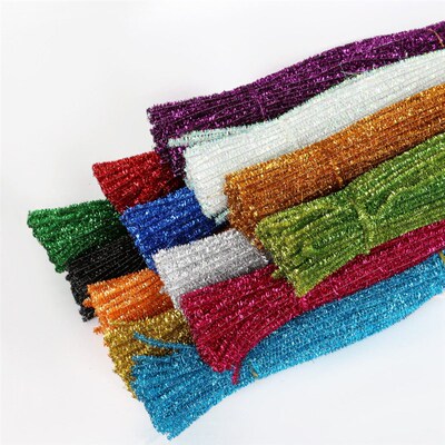 100pcs Glitter Chenille Stems Pipe Cleaners Plush Tinsel Ste