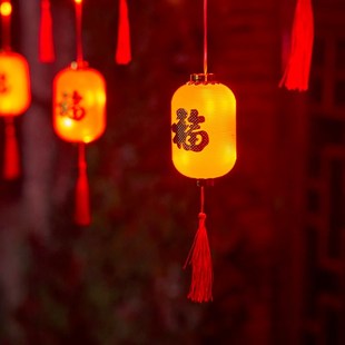新年小彩灯闪灯窗帘灯门庭装扮春节小灯笼过年家用氛围布置庭院灯