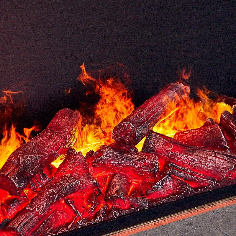 3d雾化壁炉装饰复古嵌入式圆形电子炉芯汽木炭摆件定制仿真火焰