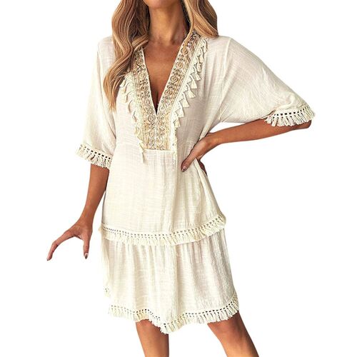Luxury WomenS Elegant Dress WomenS Embroidered V Neck