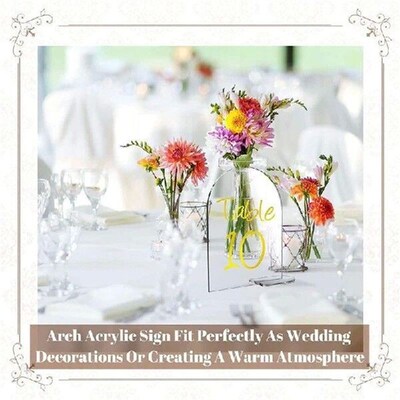 5pieces Clear Arch Sign with Stand DIY Blank Acrylic Round