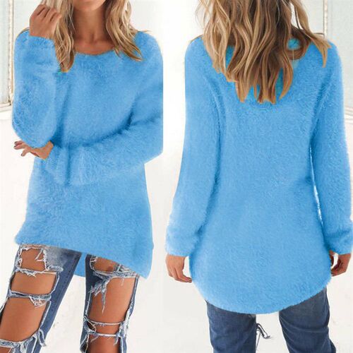 2023 Women Warm Sweater Spring O-Neck Loose Cotton Knitted L