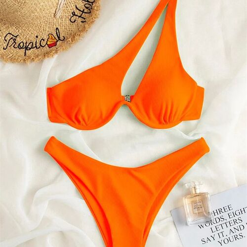 2023 One Shoulder Bikini Set Sexy Bikinis Swimsuits Cut Out
