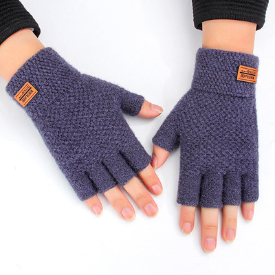 Winter Fingerless Gloves For Men Half Finger Writting Office